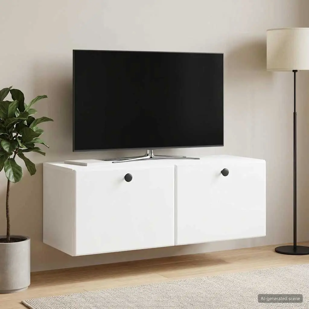Wall-Mounted TV Cabinet Storage Unit 78.5 x 31 x 30 cm White Engineered Wood