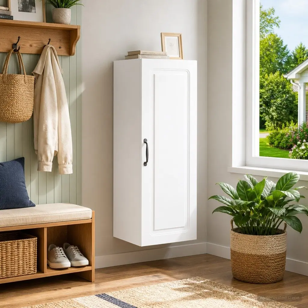 Wall-Mounted Storage Cabinet Organizing Display 33 x 34.5 x 90 cm White Engineered Wood