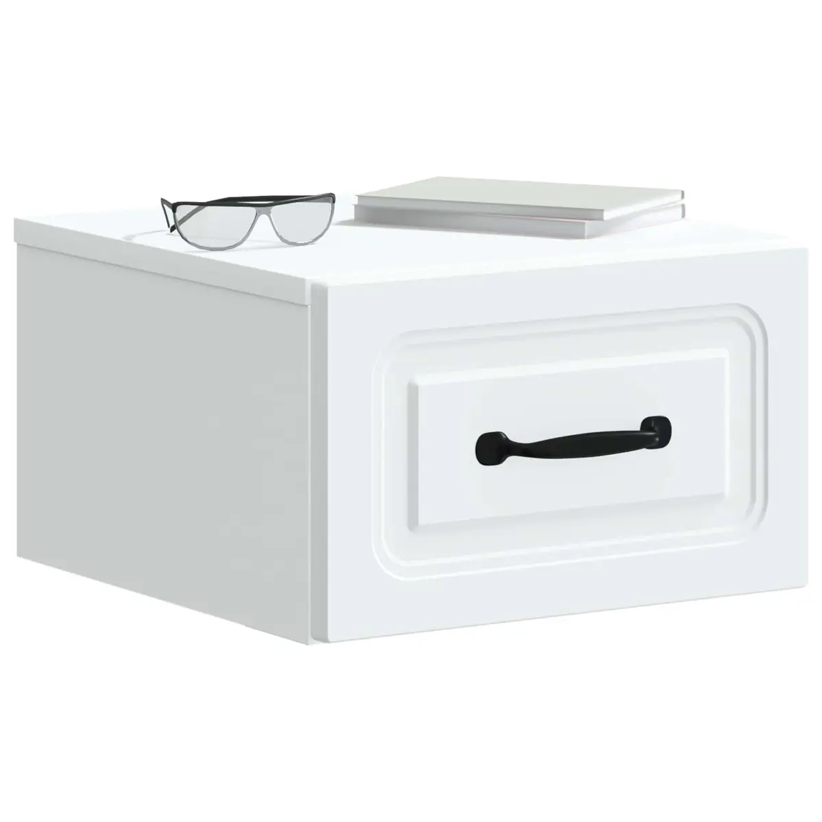 Wall-Mounted Bedside Cabinet Storage Drawer Shelf Bedroom Nightstand White