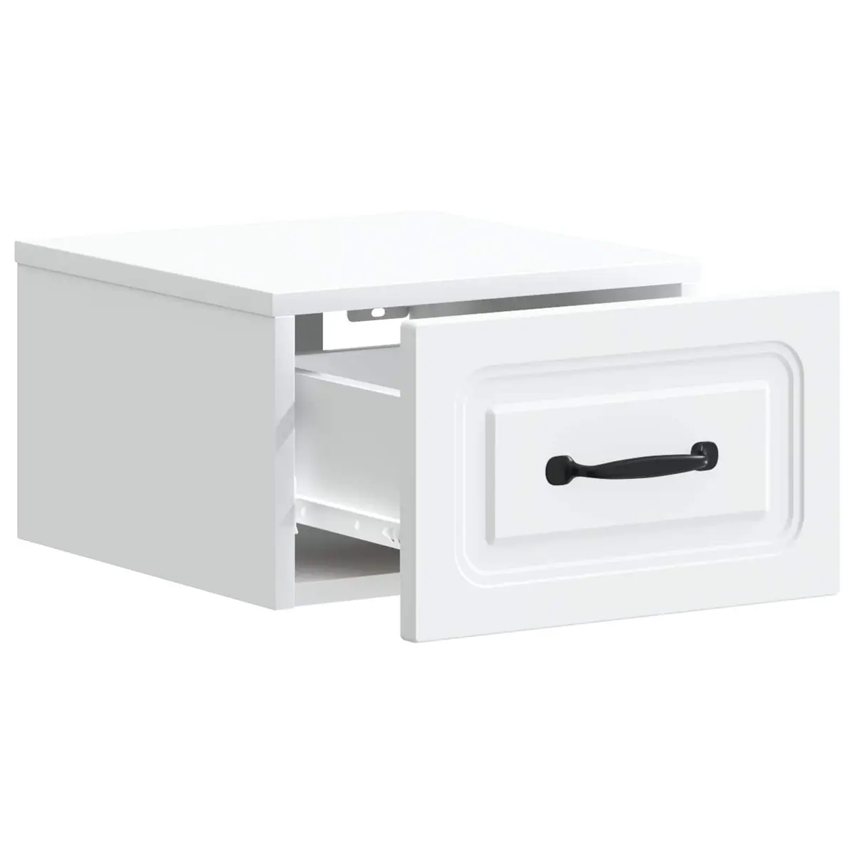 Wall-Mounted Bedside Cabinet Storage Drawer Shelf Bedroom Nightstand White