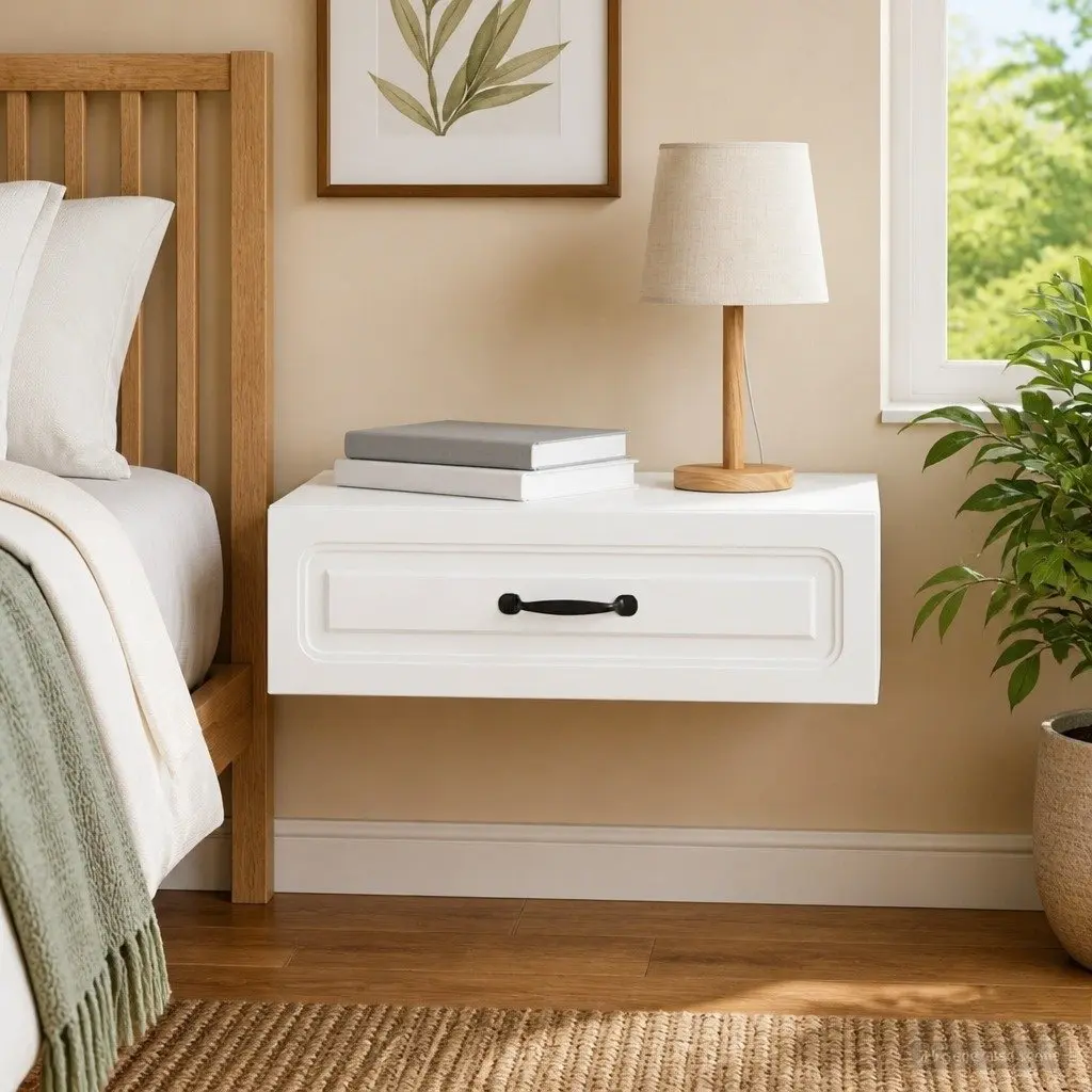 Wall-Mounted Side Table Storage Cabinet 59 x 34.5 x 17 cm White