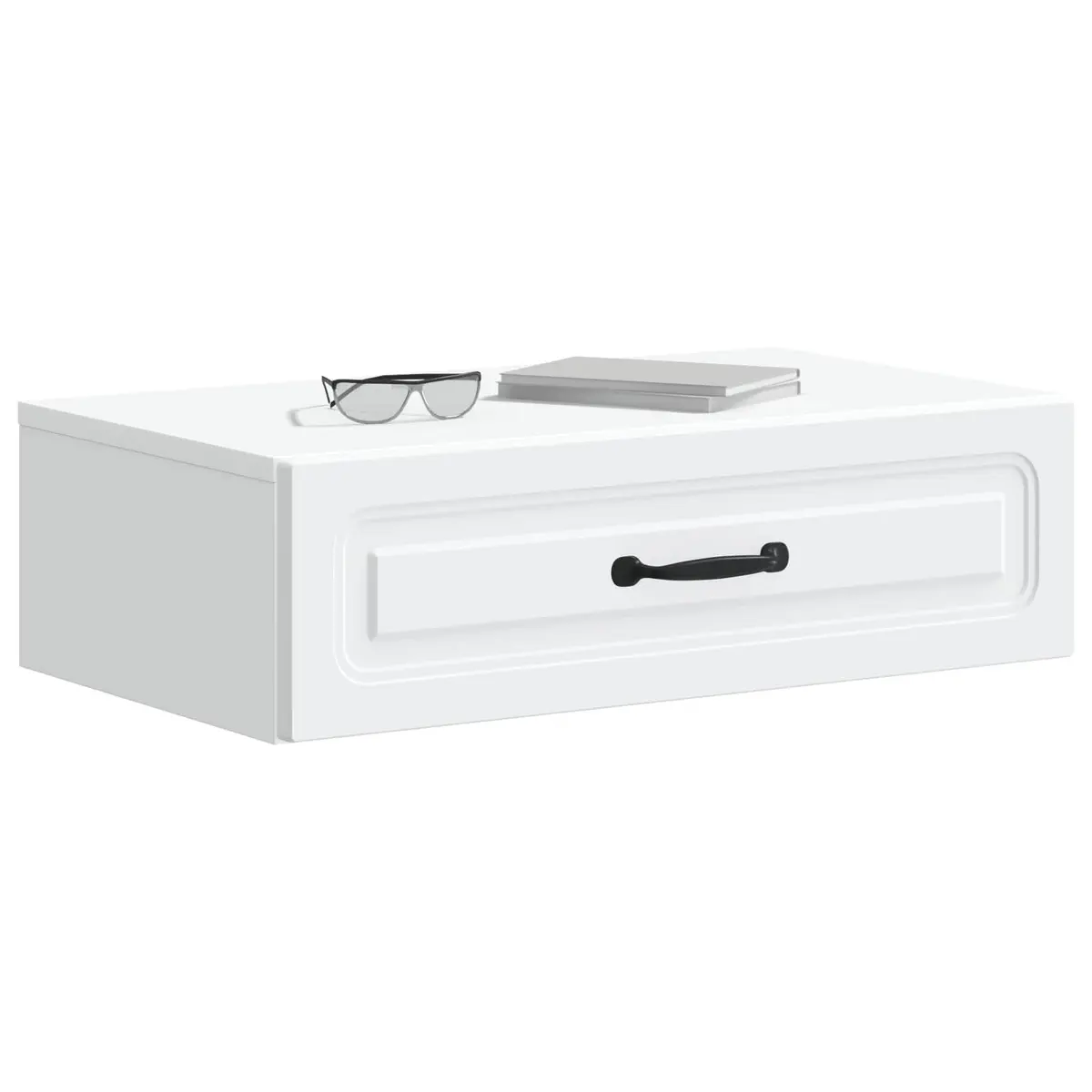 Wall-Mounted Side Table Storage Cabinet 59 x 34.5 x 17 cm White