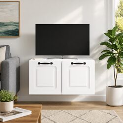 Warm and Practical White Wall-Mounted TV Cabinet