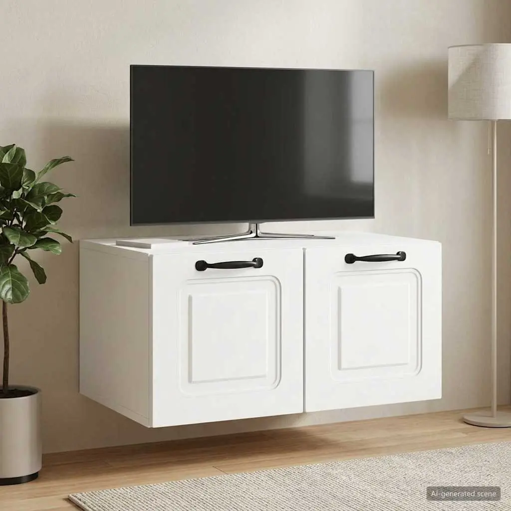 Wall-Mounted TV Cabinet White Entertainment Unit Modern Living Room Storage