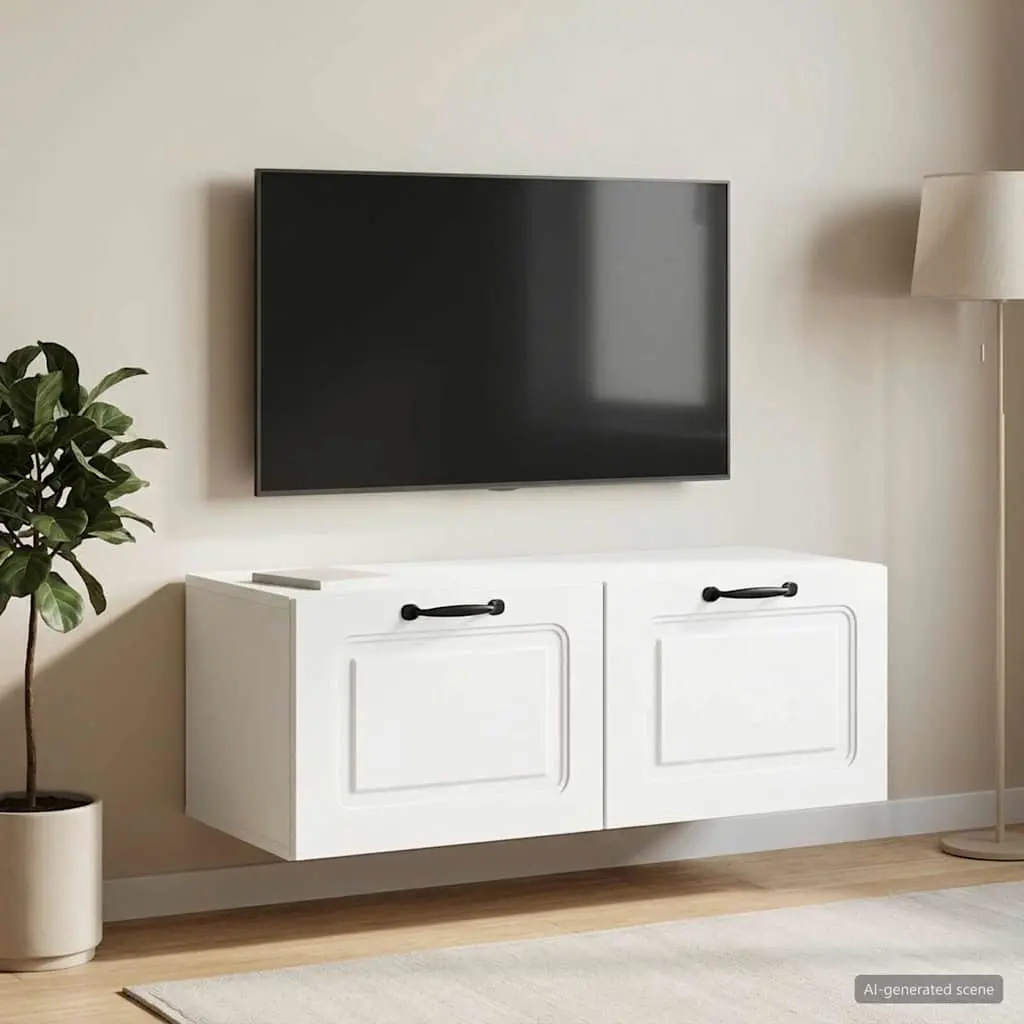 Wall-Mounted TV Cabinet Entertainment Unit Storage 78.5 x 41 White