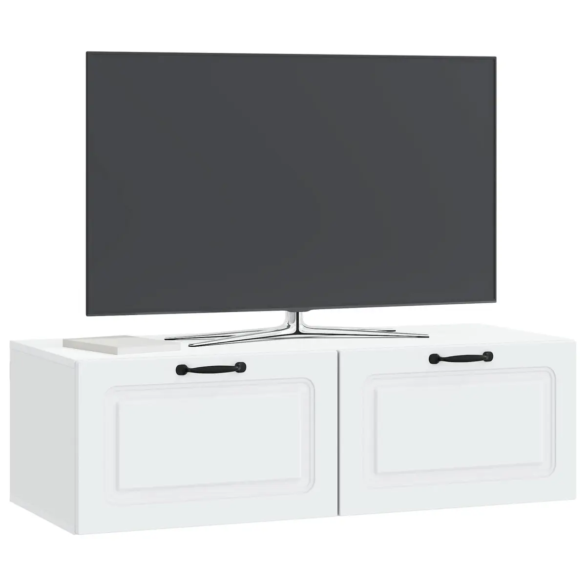 Engineered Wood TV Cabinet Wall-Mounted Storage Unit 98cm x 41cm x 30cm White