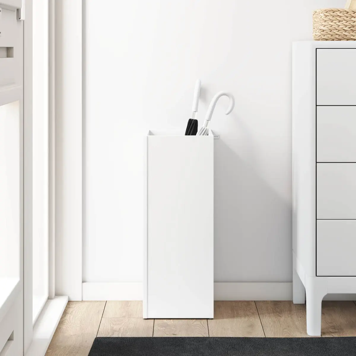 Umbrella Stand White Modern Storage Rack Entryway Hallway Organiser Engineered Wood Rectangular