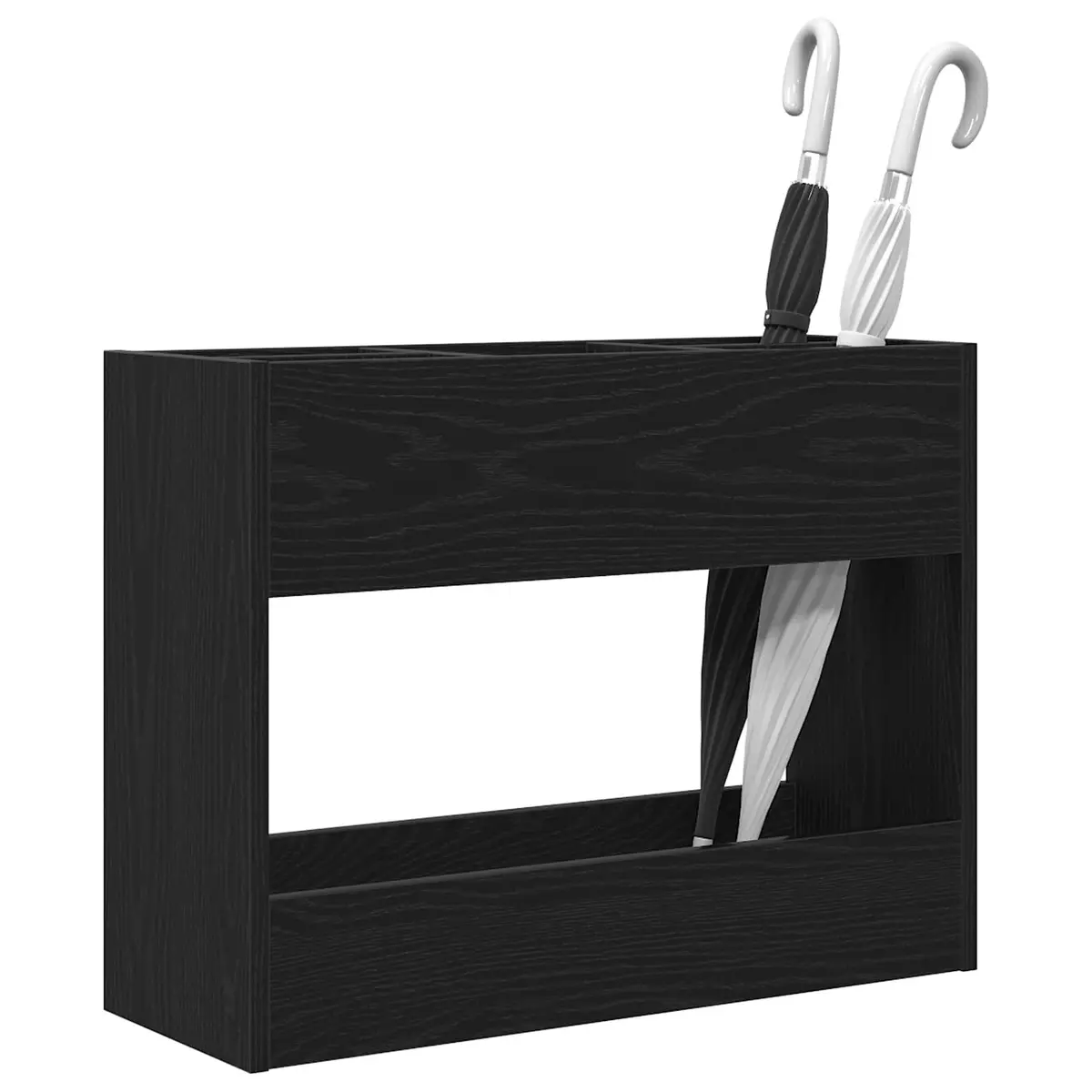 Umbrella Stand Wooden Storage Rack Hallway Entryway Modern Black Oak Design 65cm