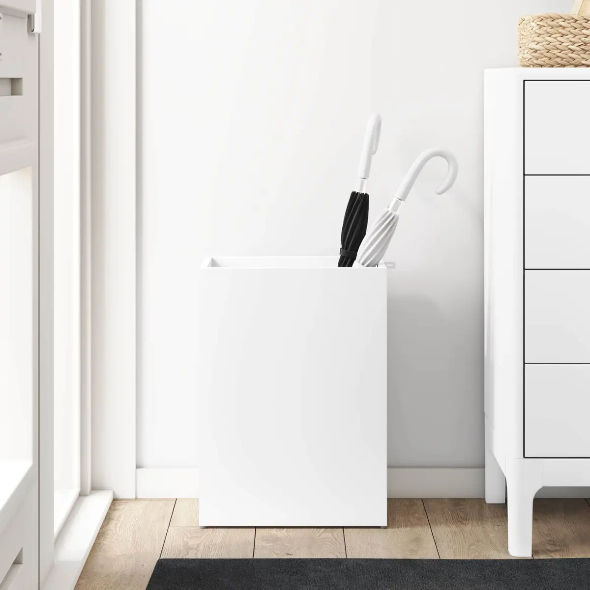 Umbrella Stand White Rectangular Storage Rack Home Organization 40 x 20 x 55.5 cm