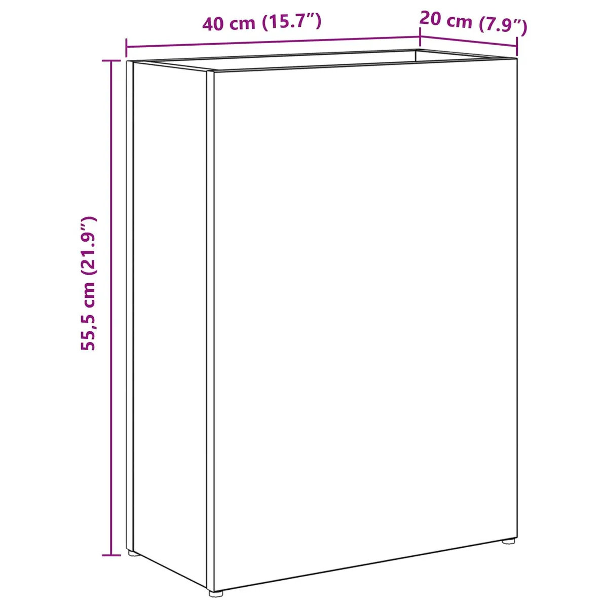 Umbrella Stand White Rectangular Storage Rack Home Organization 40 x 20 x 55.5 cm