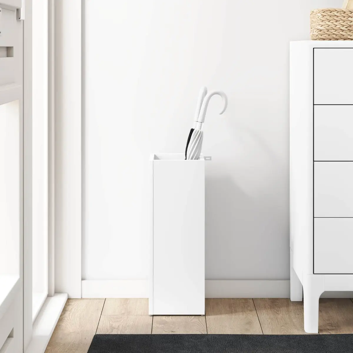 Umbrella Stand Storage Rack Modern White Wooden Hallway Entryway 20 x 20 x 55.5 cm
