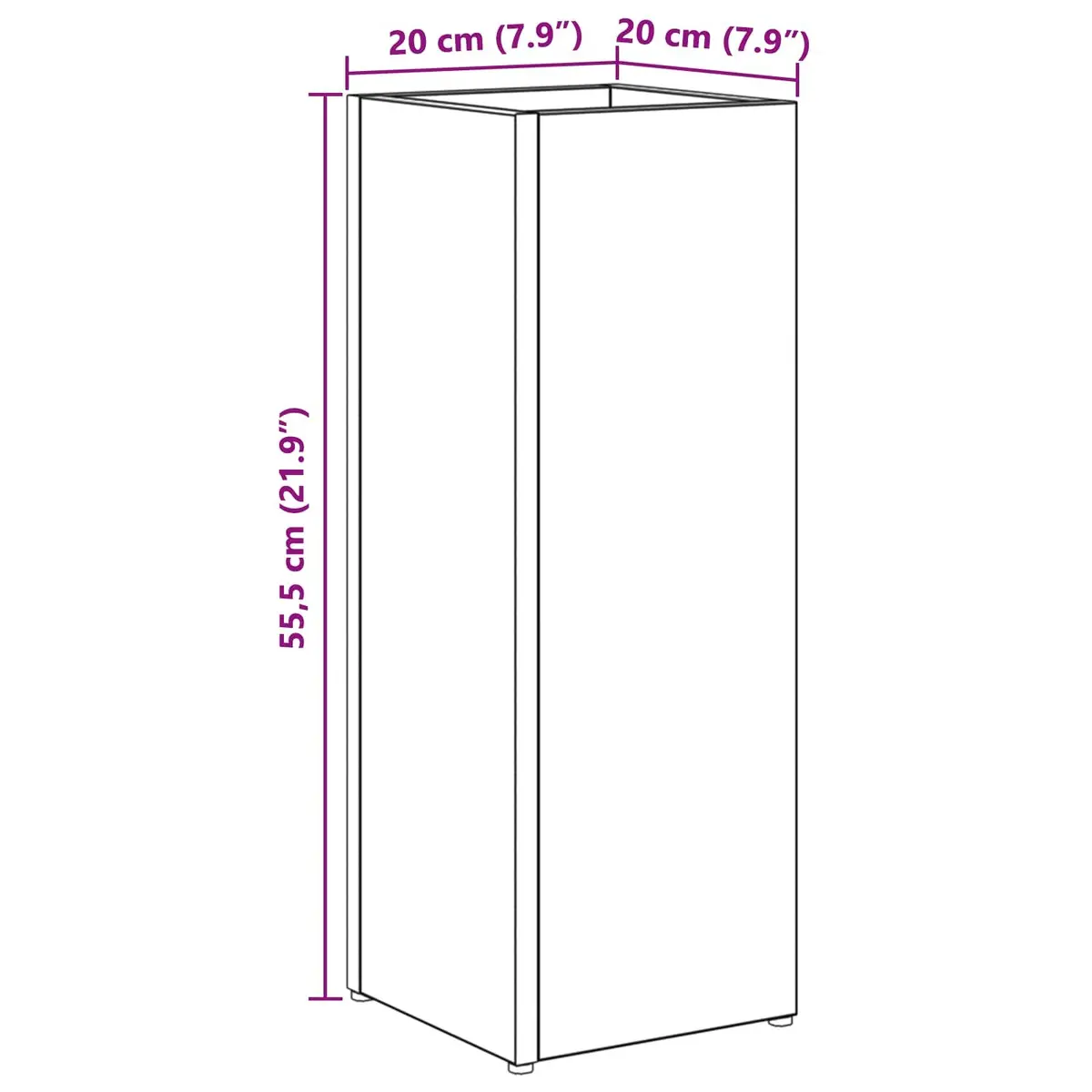 Umbrella Stand Storage Rack Modern White Wooden Hallway Entryway 20 x 20 x 55.5 cm