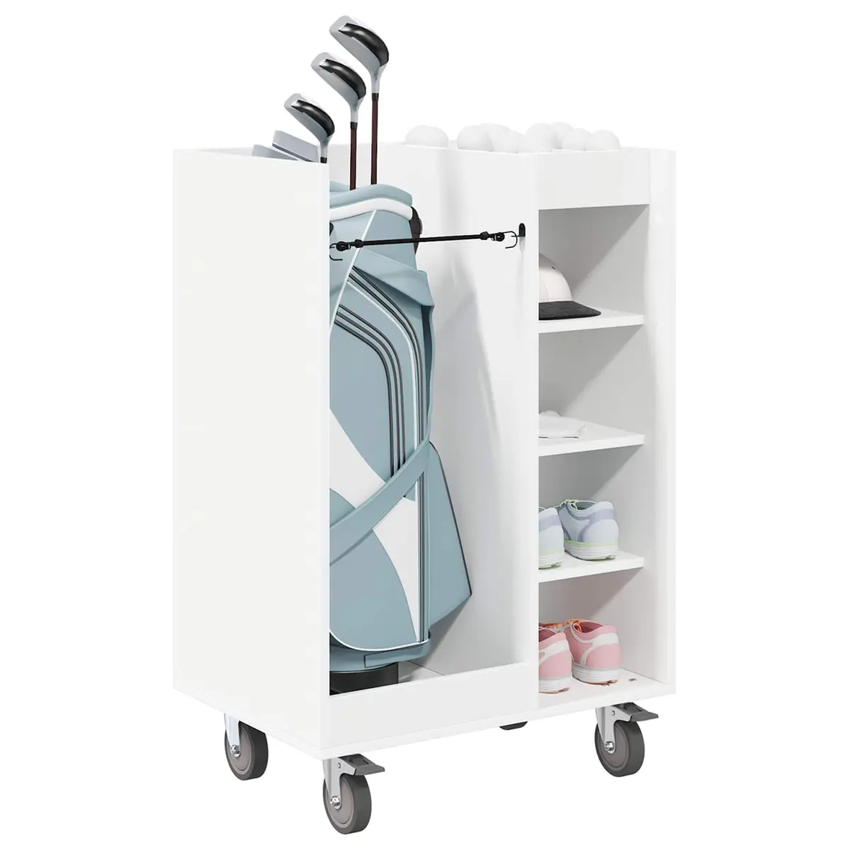 Wooden Golf Cabinet Storage Organizer Indoor Shelving Unit 65 x 45 x 98 cm White
