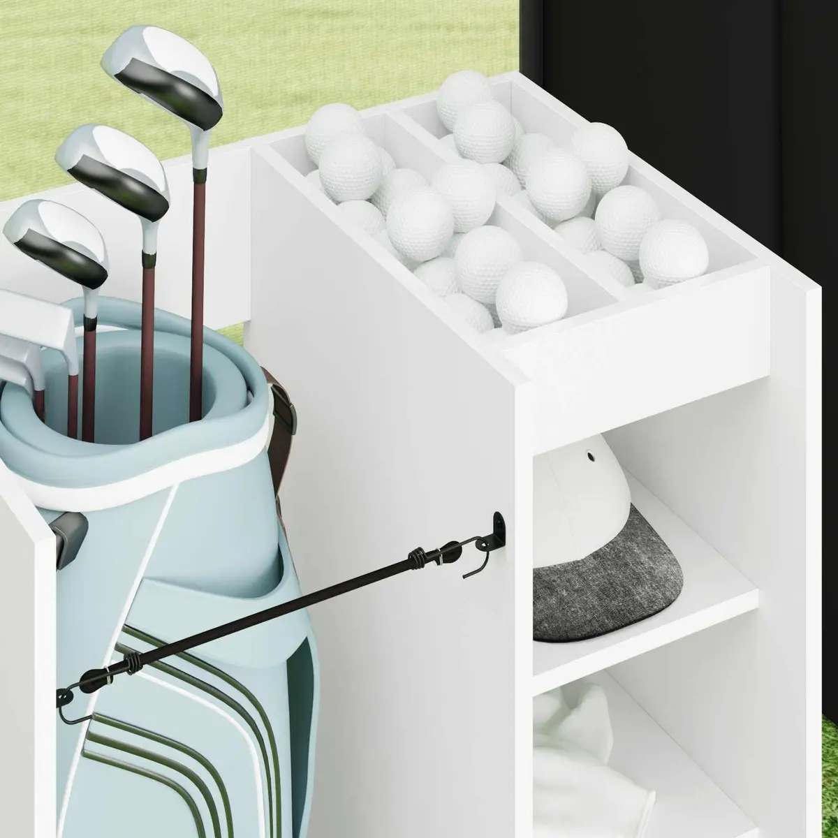 Wooden Golf Cabinet Storage Organizer Indoor Shelving Unit 65 x 45 x 98 cm White