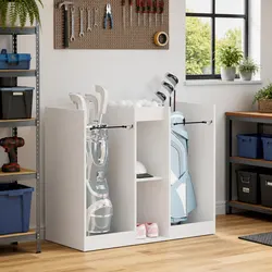 Value White Golf Cabinet with Storage Shelves 102 x 45 x 85.5 cm