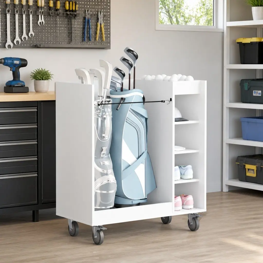 Wooden Golf Cabinet Storage Indoor Organization 90x45x98cm White