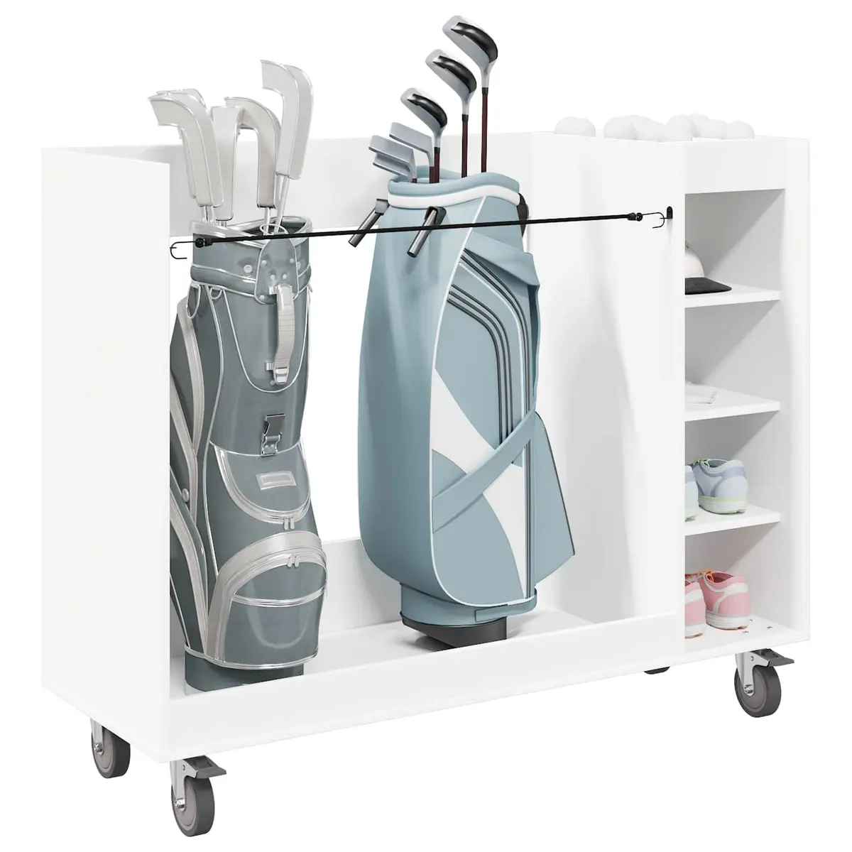 Wooden Golf Cabinet Storage Organizer Indoor Home Garage White 120x45x98cm