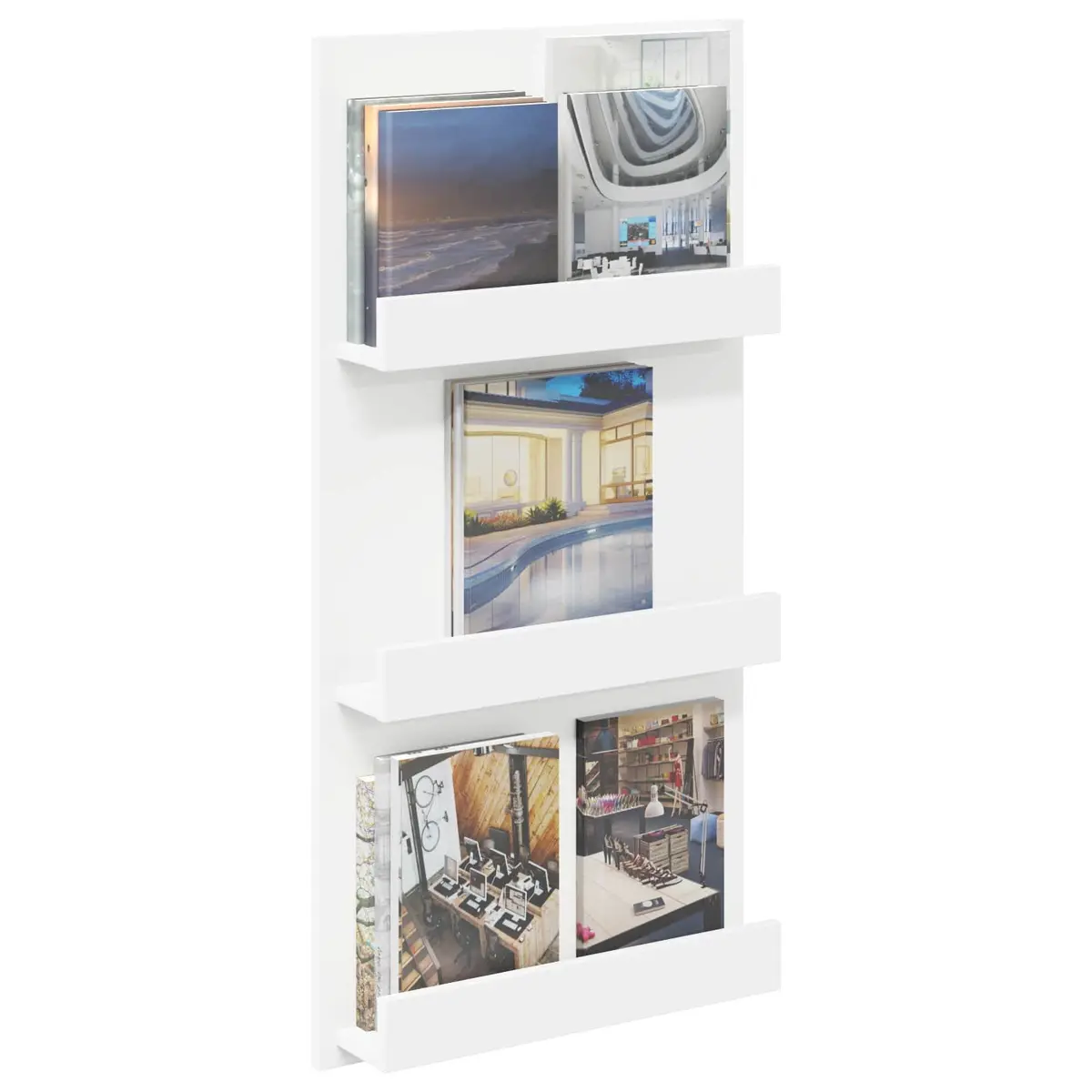 Magazine Rack Storage Organiser 51 x 11 x 102 cm White for Living Room Office Bedroom