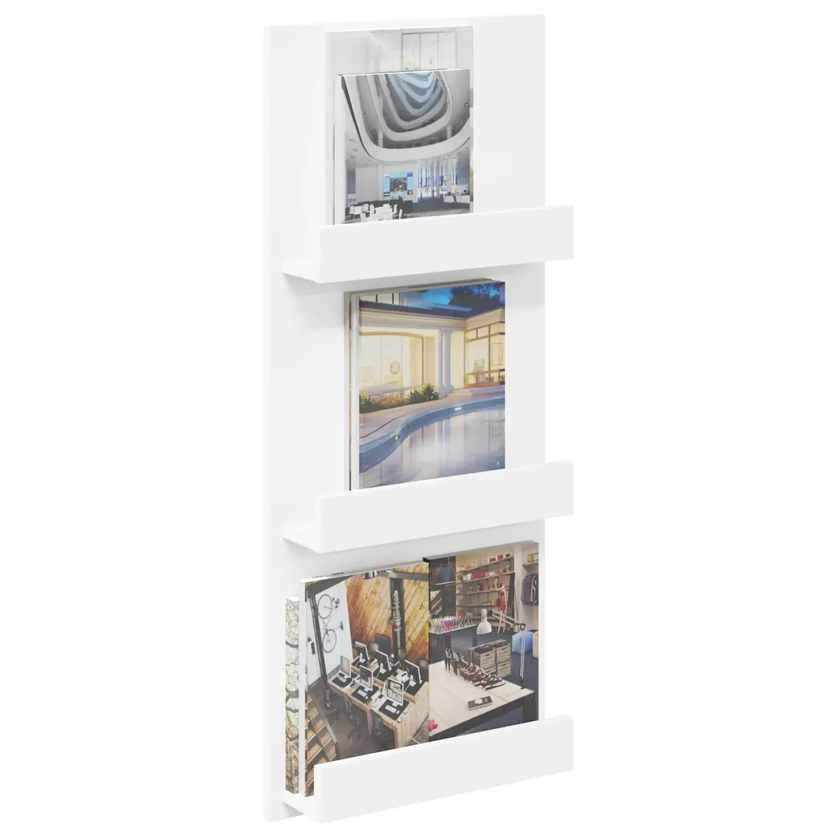 Magazine Rack Storage Organiser 43cm White Living Room Office Bedroom