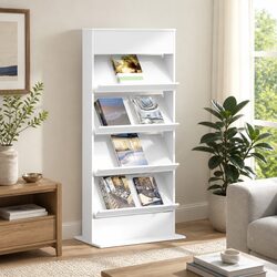 Reliable White Magazine Rack with Shelf