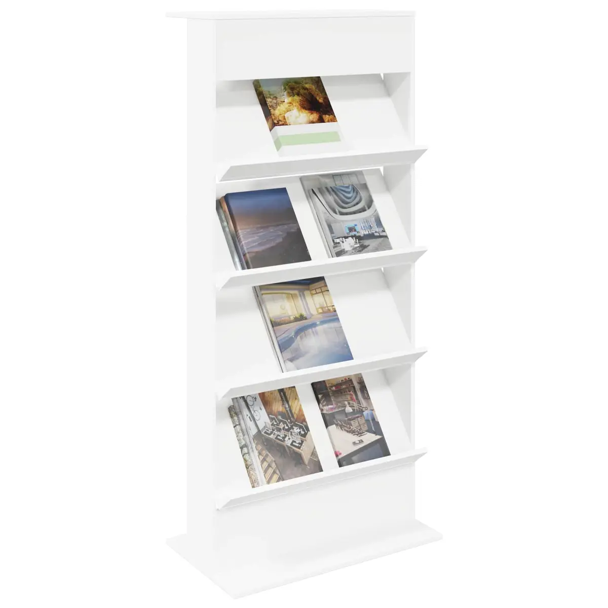 White Magazine Rack with Shelf