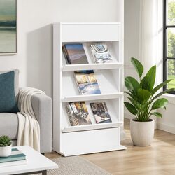 Magazine Rack with Shelf White Storage Organizer Living Room Bedroom Display