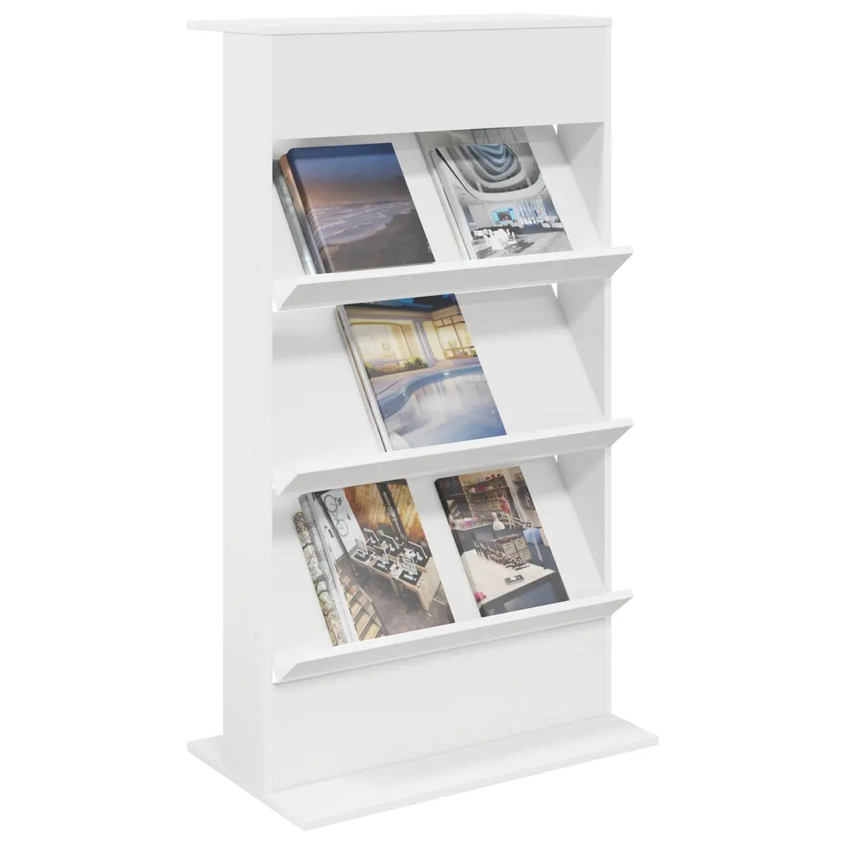 White Magazine Rack with Shelf for Home Use