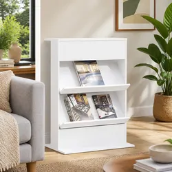 Reliable White Magazine Rack with Shelf for Every Room