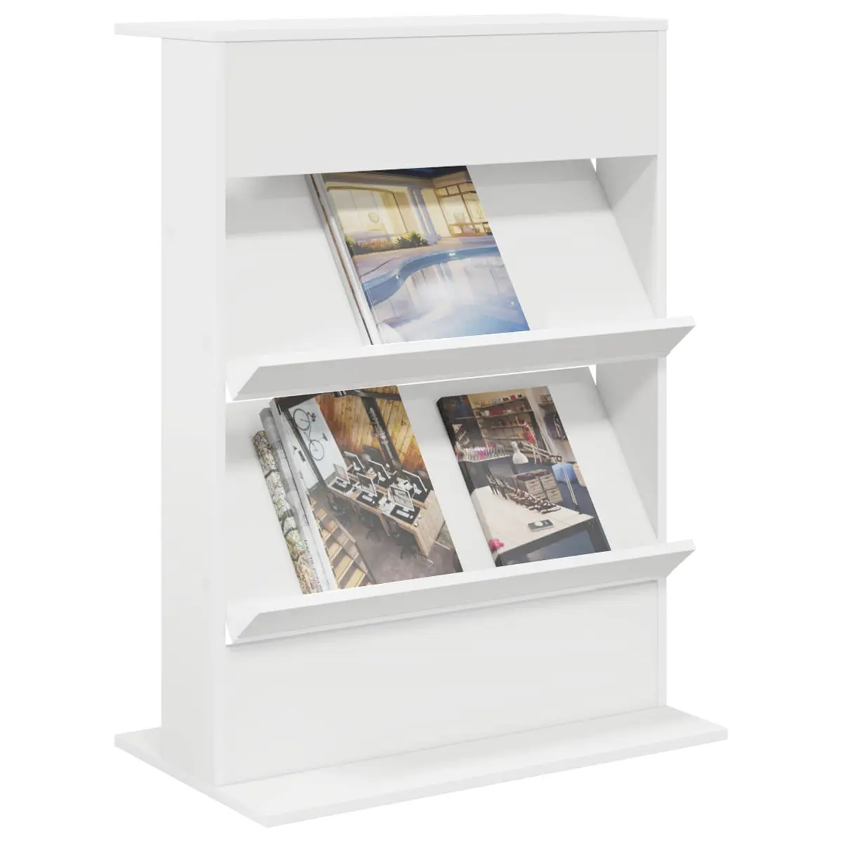 Magazine Rack Organizer Freestanding White Storage Unit for Living Room Office Bedroom