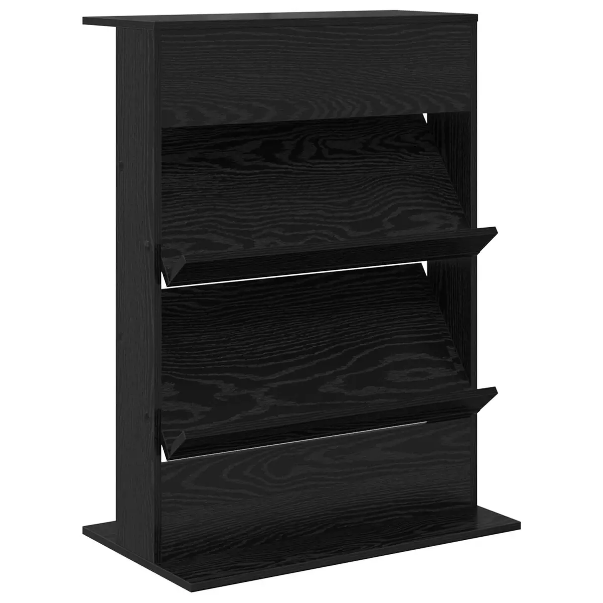Magazine Rack Black Oak Storage Shelving Unit Engineered Wood Organiser Living