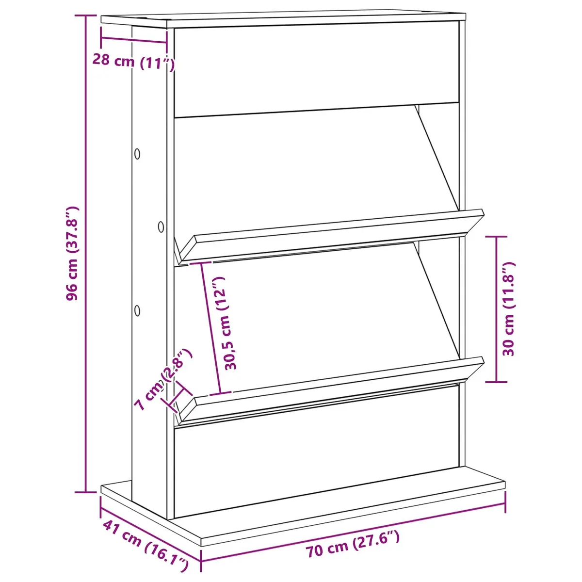Magazine Rack Black Oak Storage Shelving Unit Engineered Wood Organiser Living