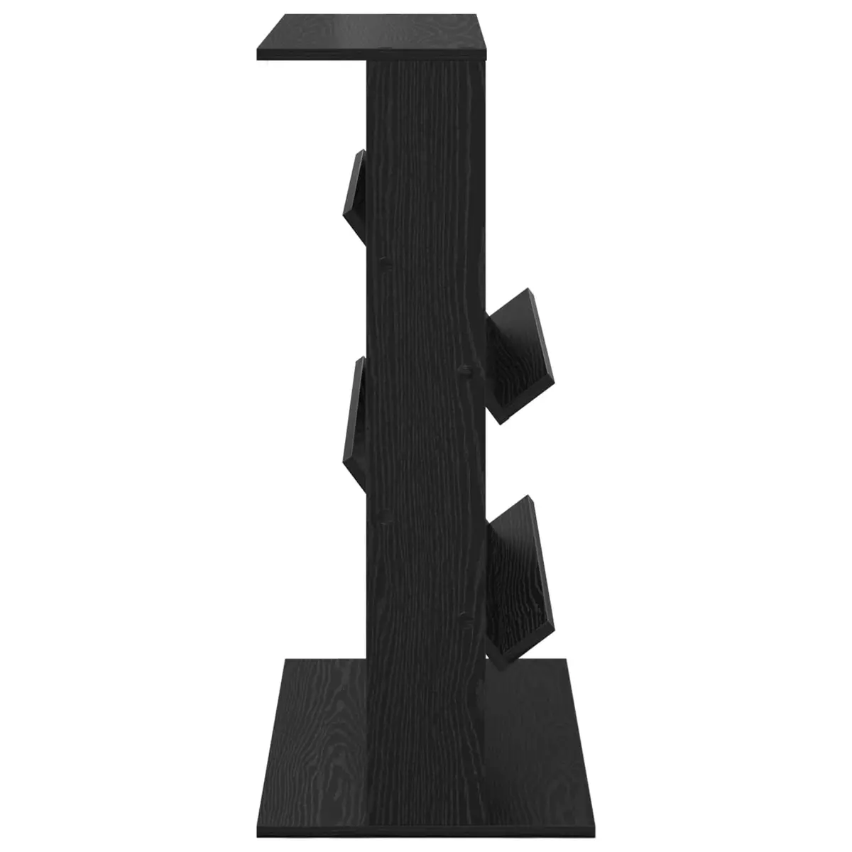 Magazine Rack Black Oak Storage Shelving Unit Engineered Wood Organiser Living