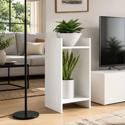 Practical White Plant Stand Duo - Perfect for Displaying