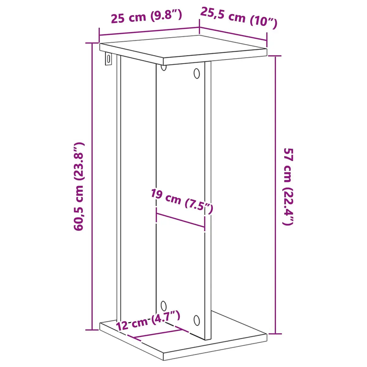 Plant Stand Multi-Tier Indoor 25 x 25.5 x 60.5 cm White
