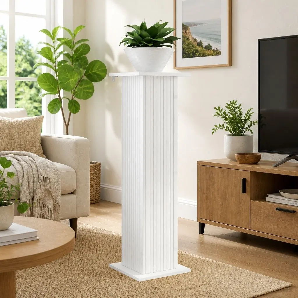 Plant Stand Indoor Display 2 Pieces White Engineered Wood