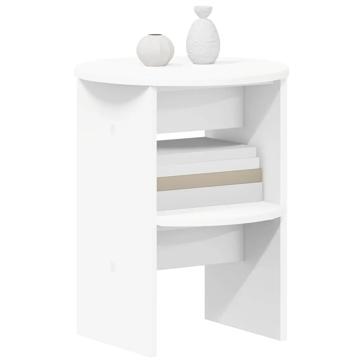 Side Cabinet Modern Storage 2 Piece Set Ø40 x 50 cm White Engineered Wood