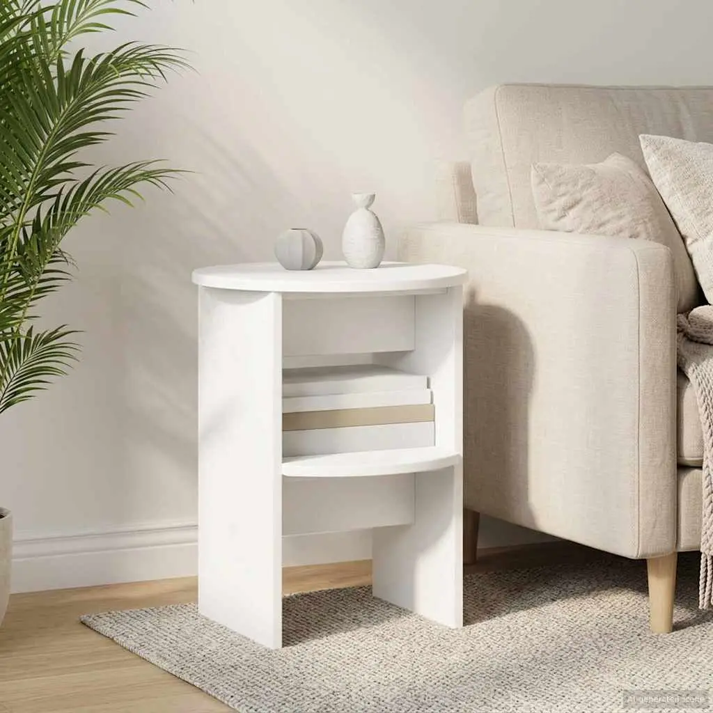 Side Cabinet Modern Storage 2 Piece Set Ø40 x 50 cm White Engineered Wood