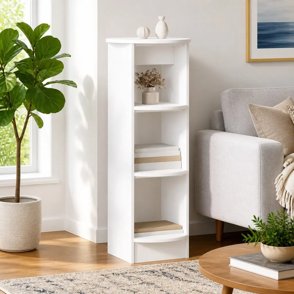 White Side Cabinet with Shelves 40x40x100cm