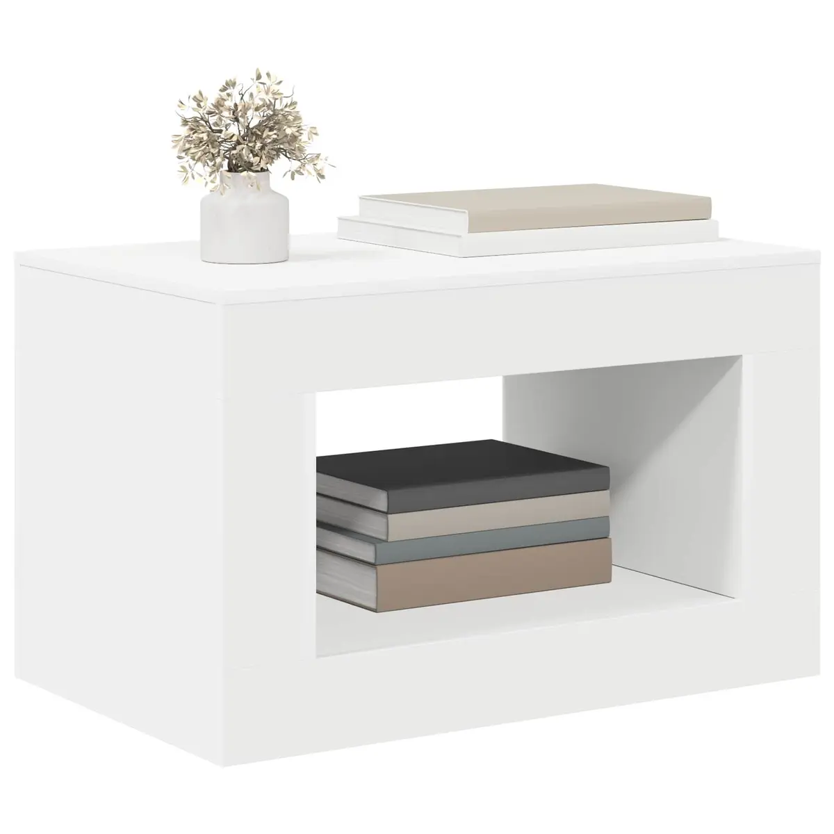 White Coffee Table Compact Accent Side Table Living Room Study Furniture