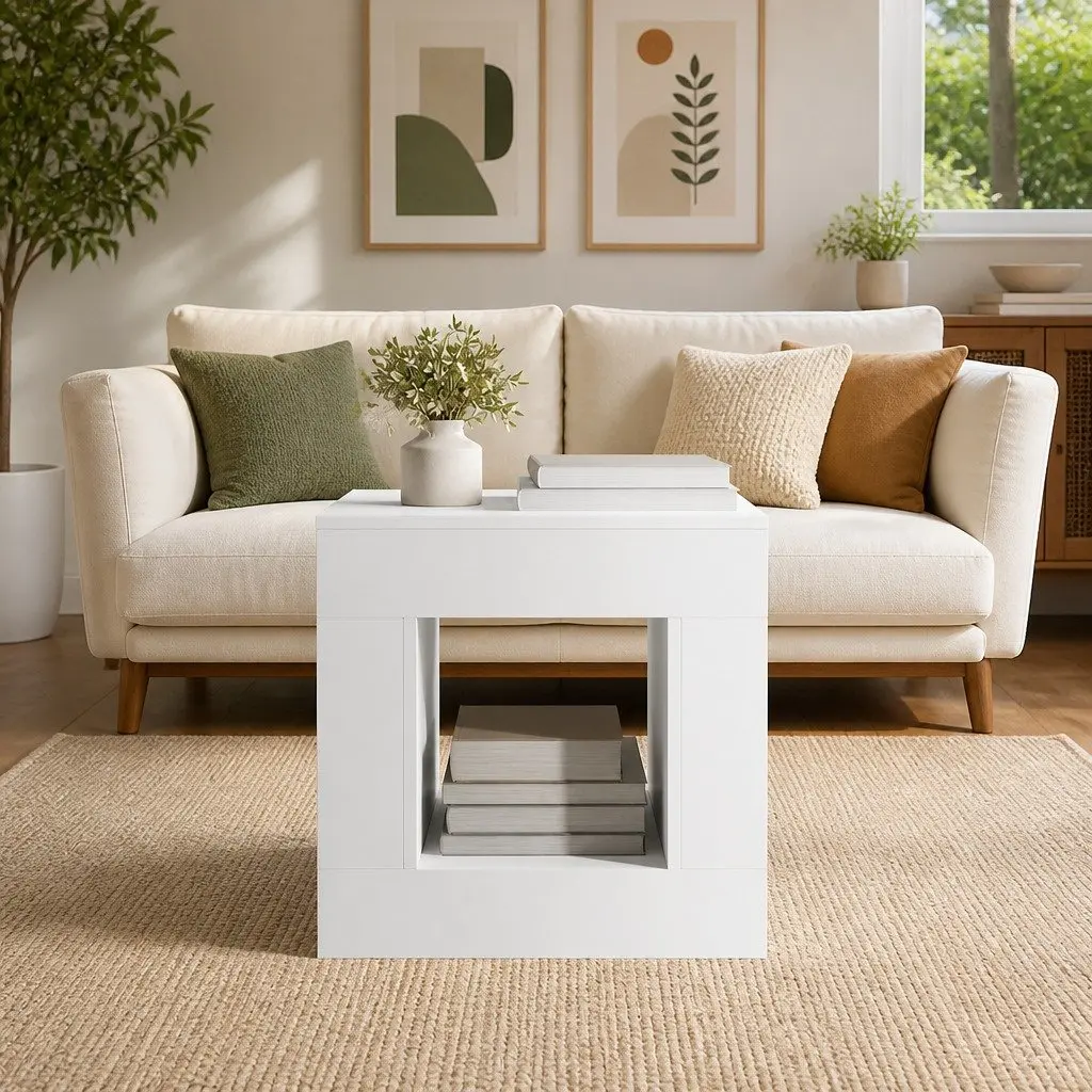 Coffee Table Modern Living Room Accent Decor Small Space White