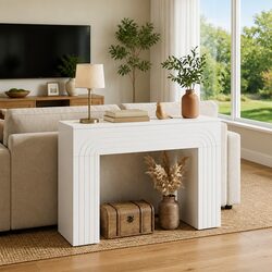 Coffee Table White Rectangular Modern Living Room Accent Furniture Engineered