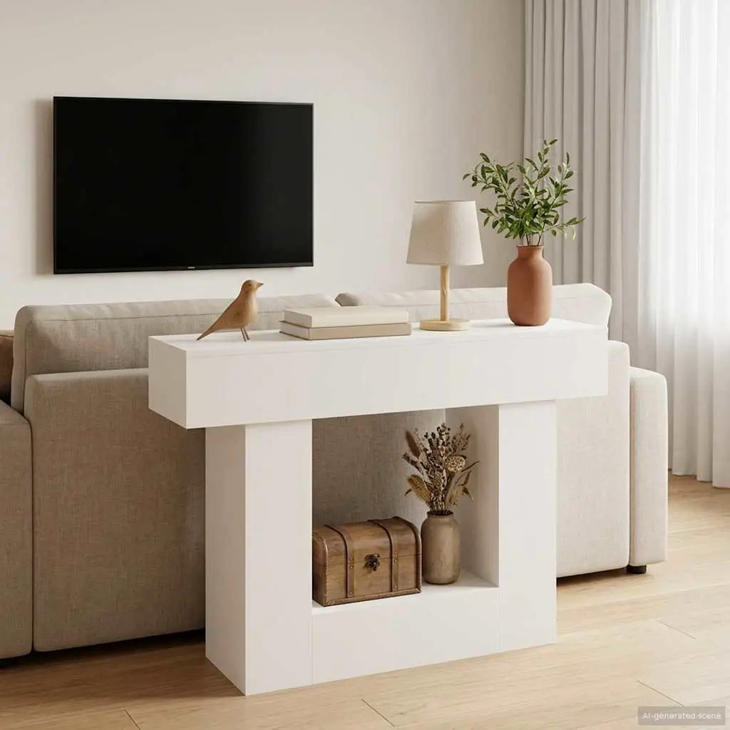 Console Table Modern Entryway Storage Shelf 101x30x74cm White