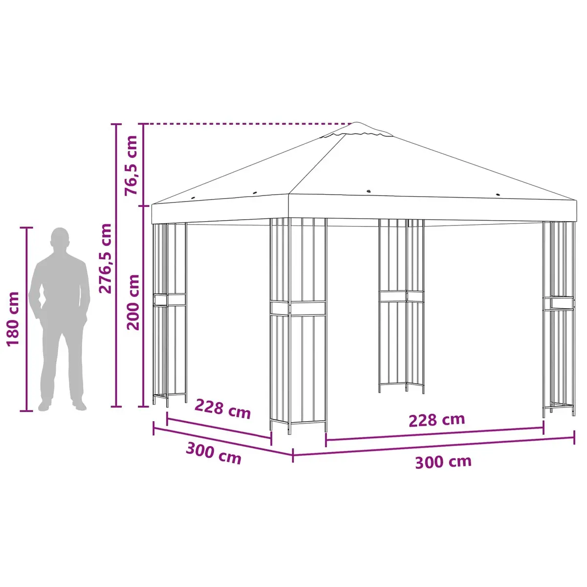 Outdoor Canopy Gazebo Cream 3x3m Steel Frame for Garden Patio Shade and Relaxation