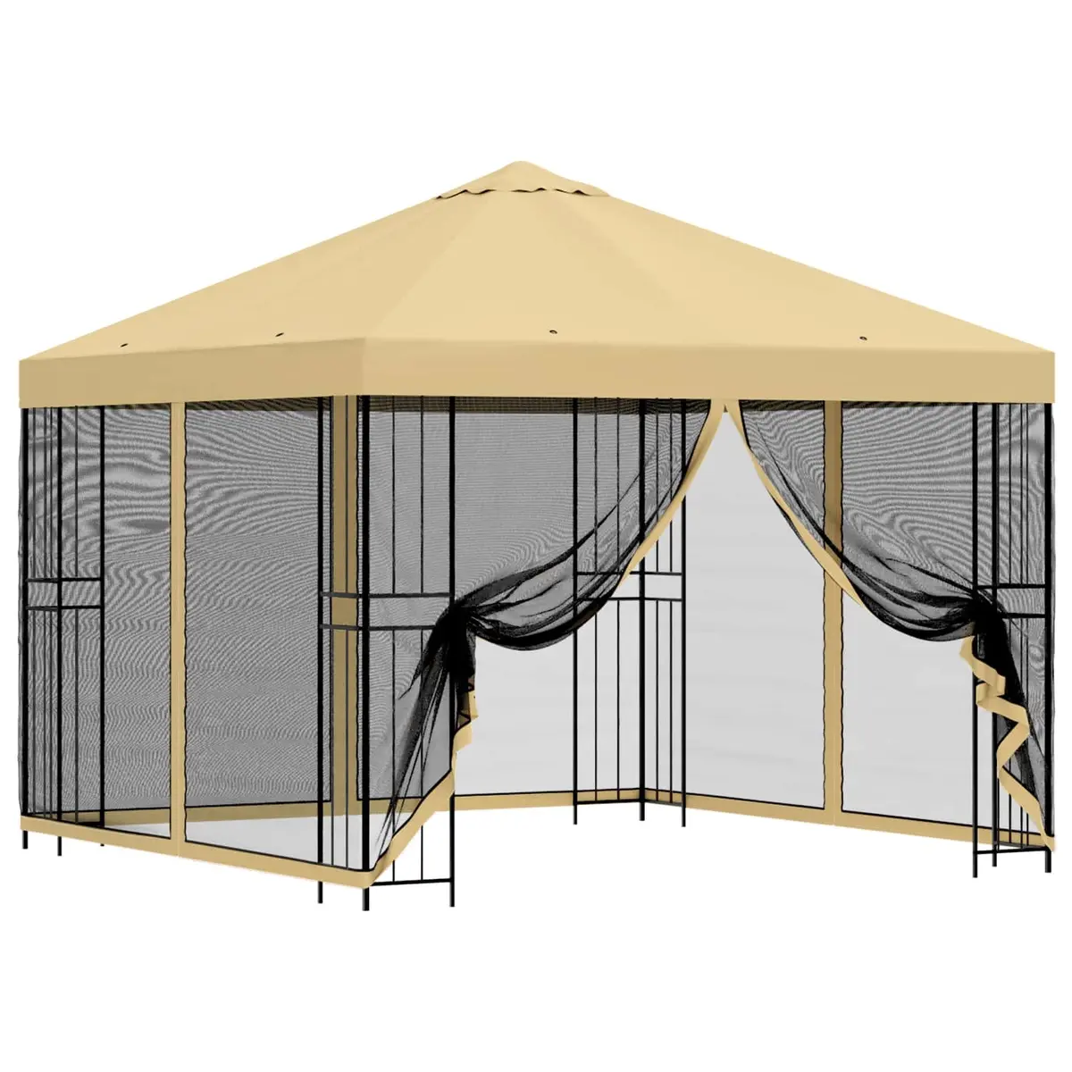 Garden Gazebo Outdoor Canopy 3 x 3 m Cream Polyester Steel Frame