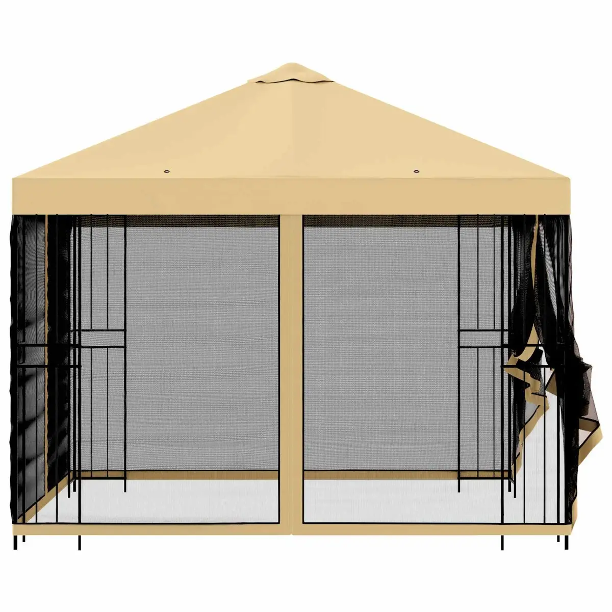 Garden Gazebo Outdoor Canopy 3 x 3 m Cream Polyester Steel Frame