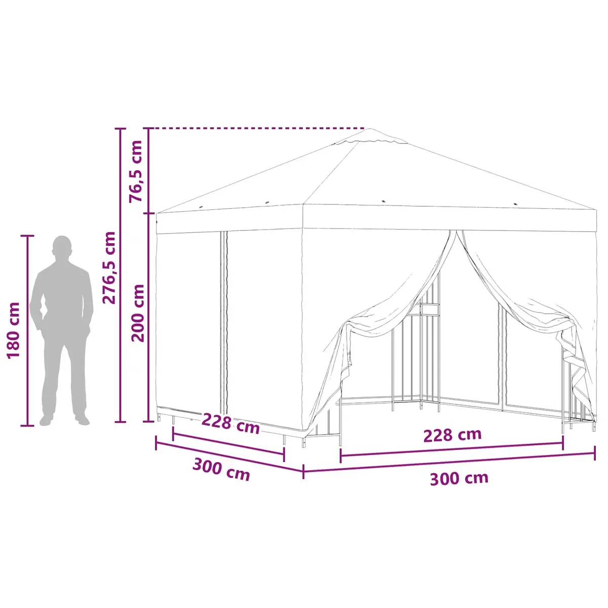 Garden Gazebo Outdoor Canopy 3 x 3 m Cream Polyester Steel Frame