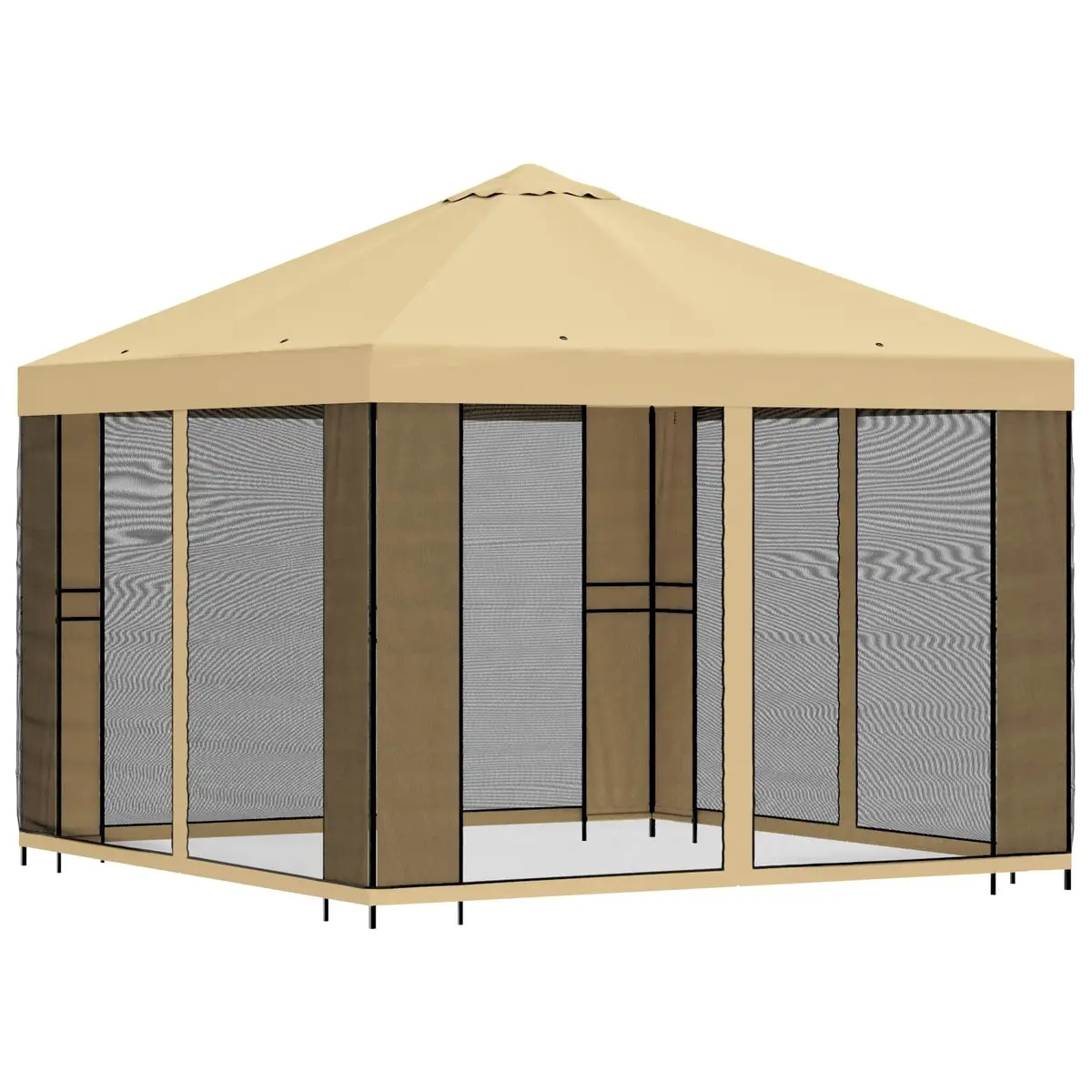 Outdoor Canopy Gazebo Cream 3x3m Polyester Steel Frame Shade Structure