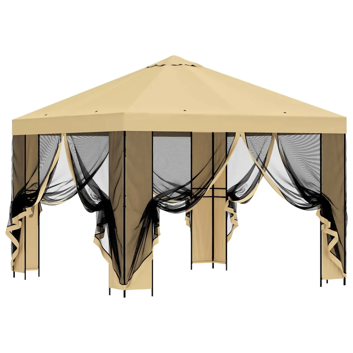 Outdoor Canopy Gazebo Cream 3x3m Polyester Steel Frame Shade Structure