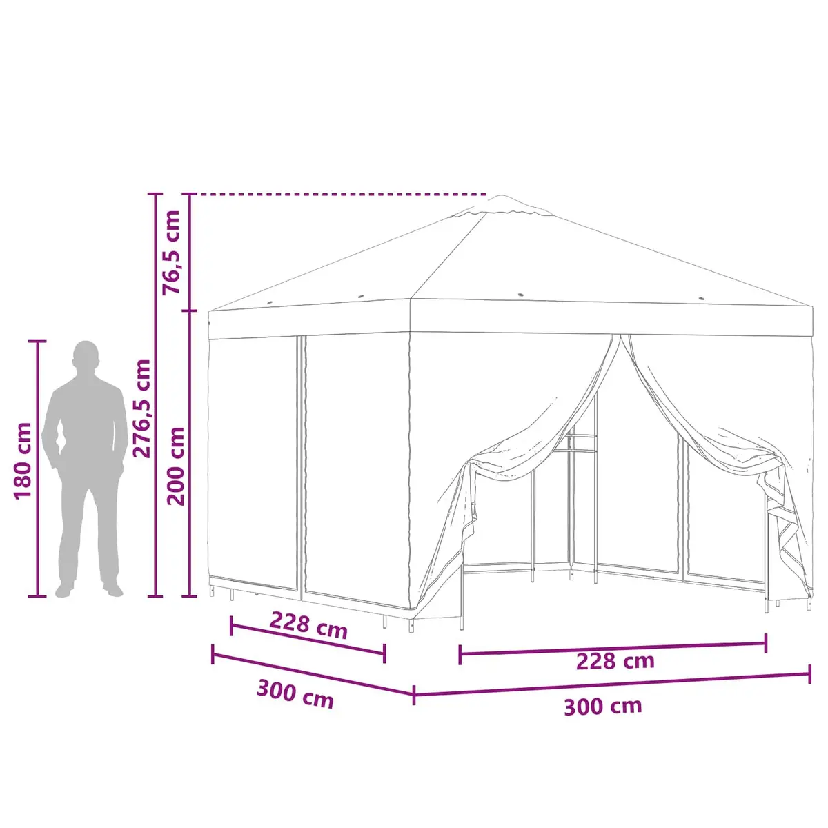 Outdoor Canopy Gazebo Cream 3x3m Polyester Steel Frame Shade Structure