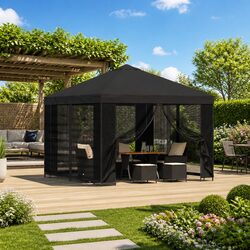 Garden Gazebo with Sidewalls 3x3m Outdoor Canopy Shade Structure Anthracite